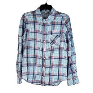 Men's UNIQLO Flannel Shirt Sz Medium Long Sleeve Multi Color Plaid Bright Colors